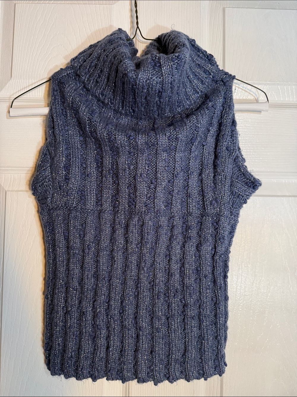 Sleeveless Turtleneck Ribbed sweater - Blue